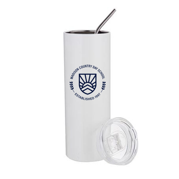 20 Oz Stainless Steel Tumbler with Straw & Lid - Sublimated Logo Thumbnail