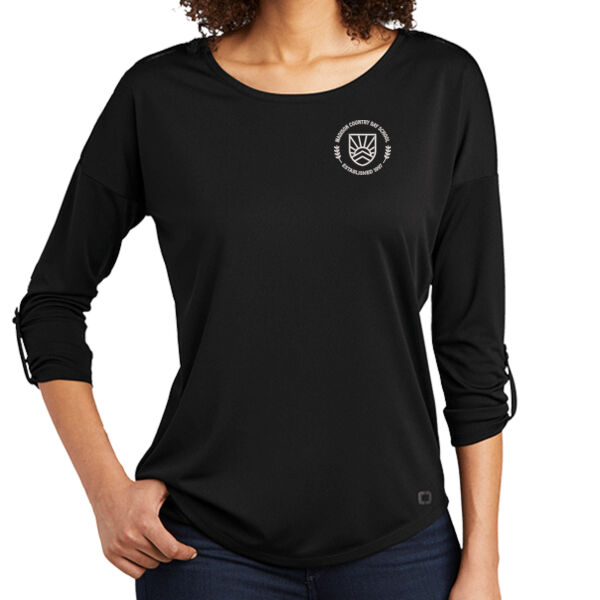 OGIO® Ladies Gravitate Scoop 3/4-Sleeve - Embroidered Logo Thumbnail