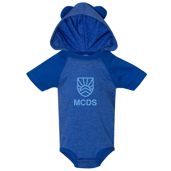 Rabbit Skins Jersey Infant Short Sleeve Raglan Bodysuit w/Hood & Ears - Printed Logo Thumbnail