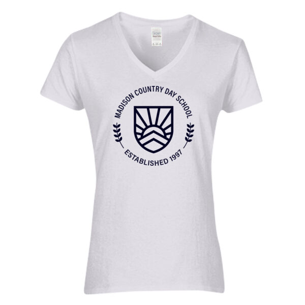 Gildan Heavy Cotton Womens V-Neck T-Shirt - Printed Logo Thumbnail