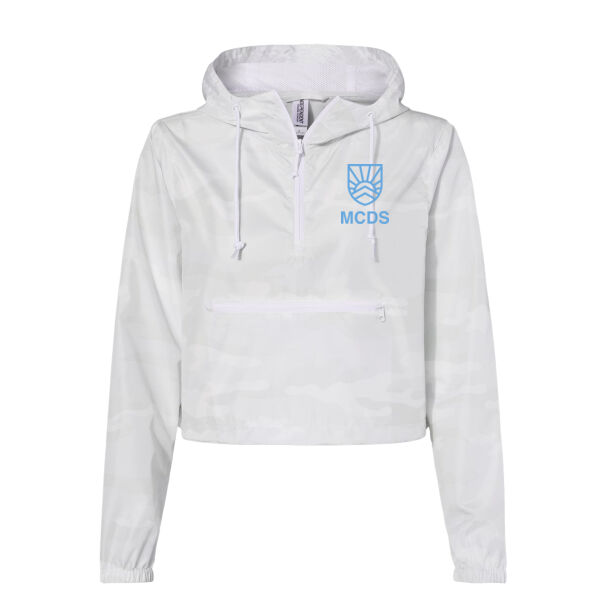Independent Trading Co. Women's Lightweight Quarter-Zip Pullover Crop Windbreaker - Printed Logo Thumbnail