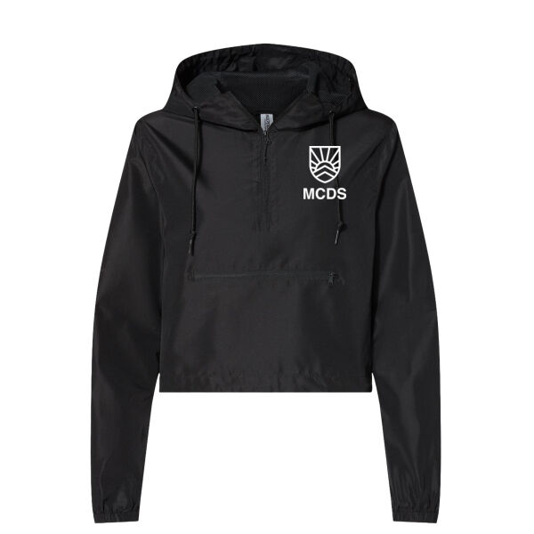 Independent Trading Co. Women's Lightweight Quarter-Zip Pullover Crop Windbreaker - Printed Logo Thumbnail