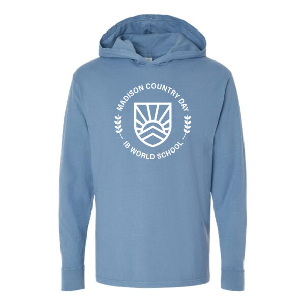 Unisex Garment-Dyed Jersey Hooded Long Sleeve T-Shirt - Printed Logo Thumbnail