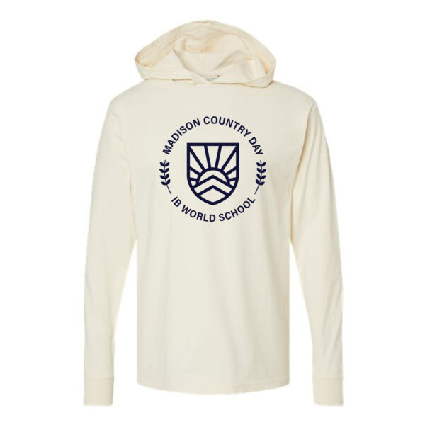 Unisex Garment-Dyed Jersey Hooded Long Sleeve T-Shirt - Printed Logo Thumbnail