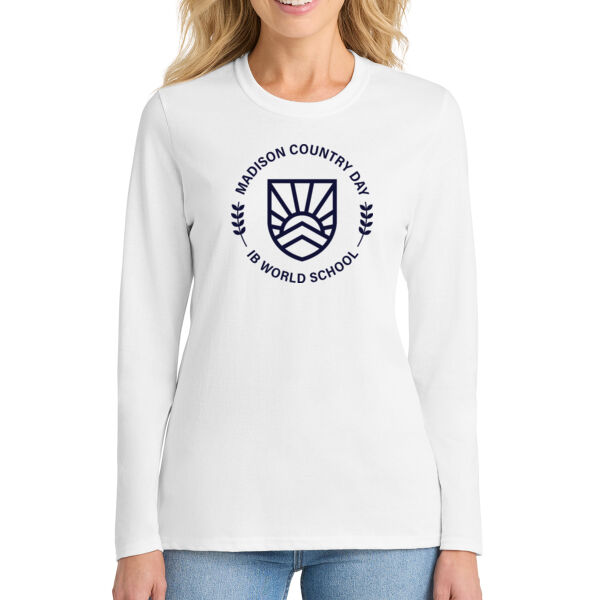 Port & Co Women's Long Sleeve Core Cotton - Printed Logo Thumbnail