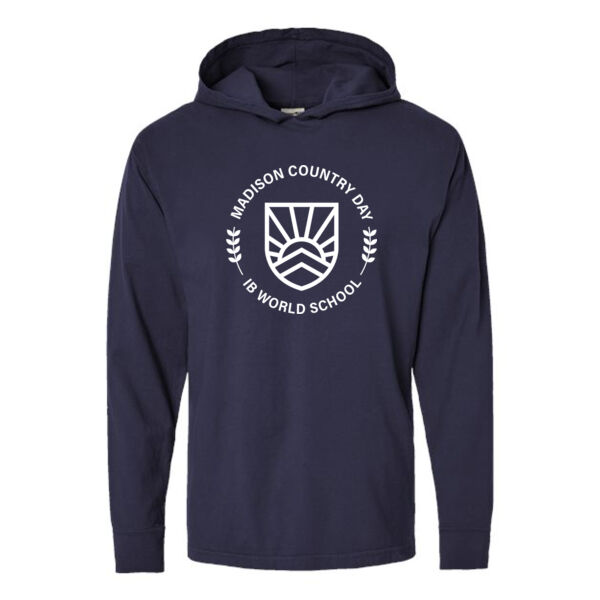 **CLOSEOUT ITEM** Garment-Dyed Jersey Hooded Long Sleeve T-Shirt - Printed Logo Thumbnail